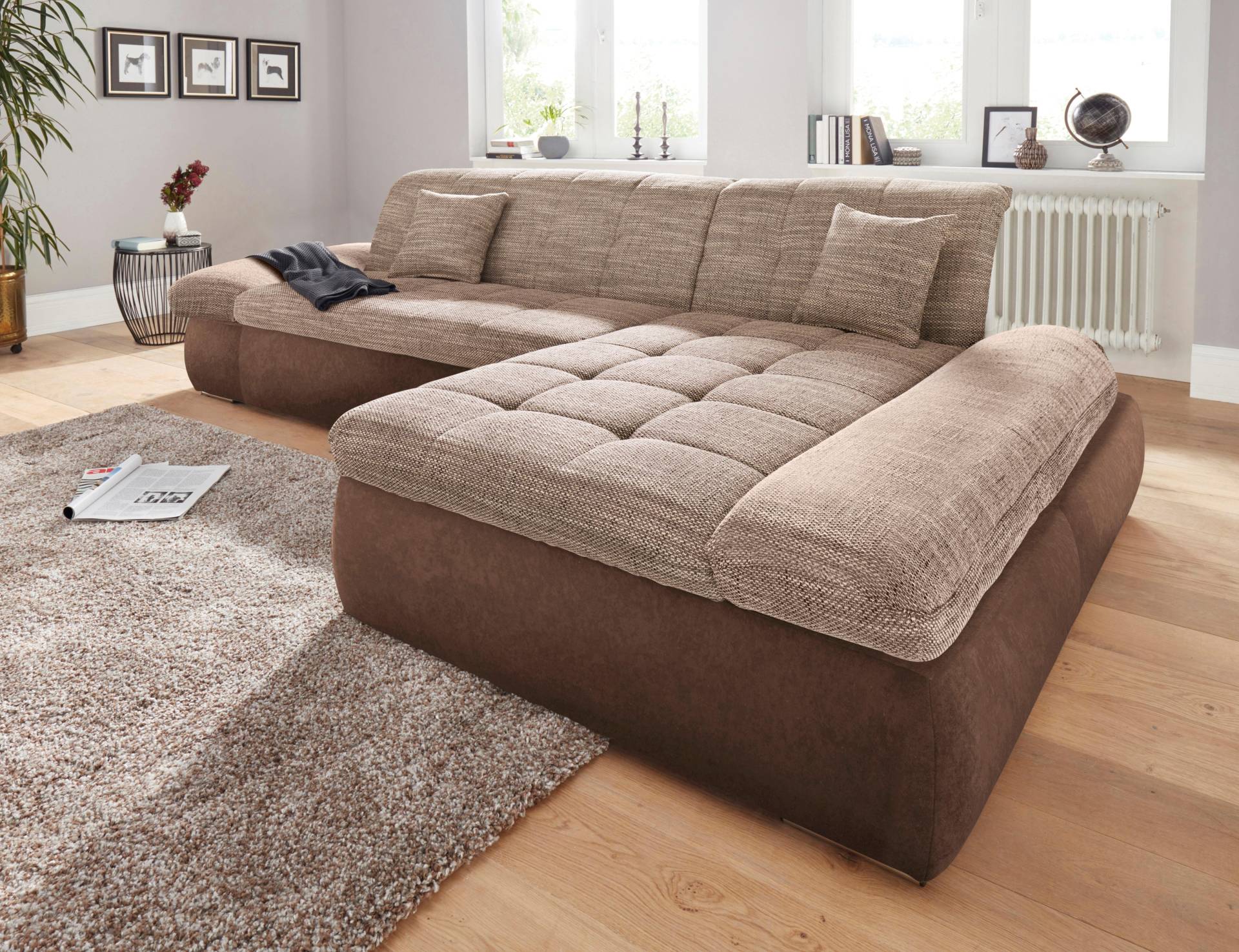 DOMO collection Ecksofa »PB Moric wahlweise mit Bettfunktion + Armteilverstellung, L-Form«, im XXL-Format, B/T/H:300/172/80 cm, feine Steppung von DOMO collection