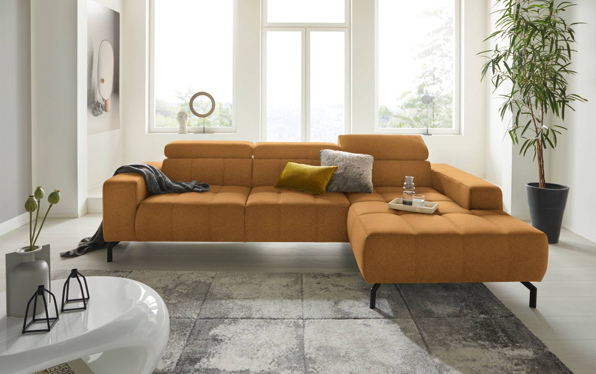 DOMO collection Ecksofa »Cunelli L-Form«, wahlweise inklusive 6-fach verstellbarer Kopfteilverstellung von DOMO collection