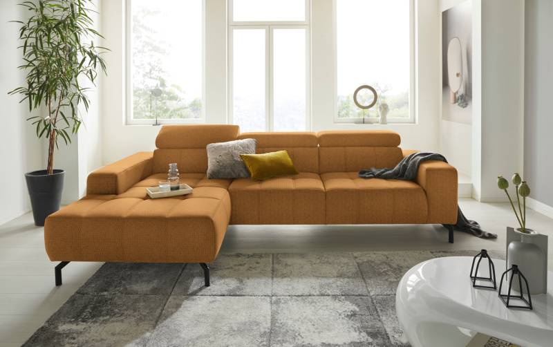 DOMO collection Ecksofa »Cunelli L-Form«, wahlweise inklusive 6-fach verstellbarer Kopfteilverstellung von DOMO collection