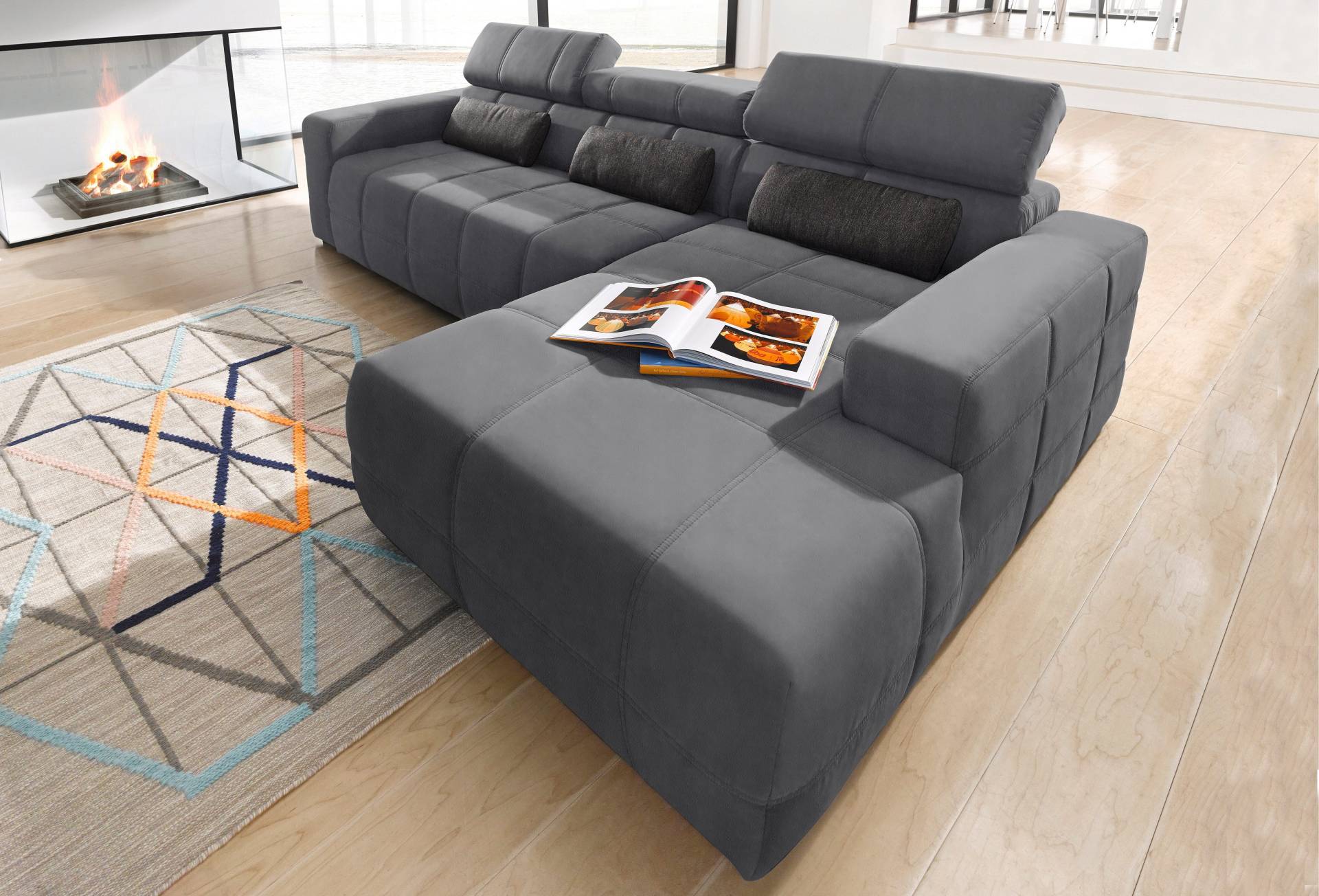 DOMO collection Ecksofa »Brandon grosse Ausführung B/T/H: 289/177/80 cm, auch in Leder und Cord«, mit Kopfteilverstellung, wahlweise Sitztiefenverstellung, L-Form von DOMO collection