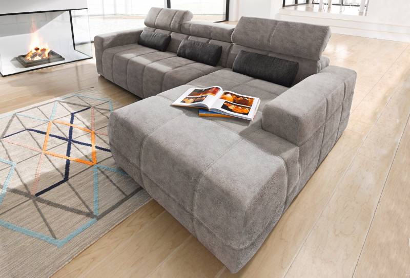 DOMO collection Ecksofa »Brandon grosse Ausführung B/T/H: 289/177/80 cm, auch in Leder und Cord«, mit Kopfteilverstellung, wahlweise Sitztiefenverstellung, L-Form von DOMO collection