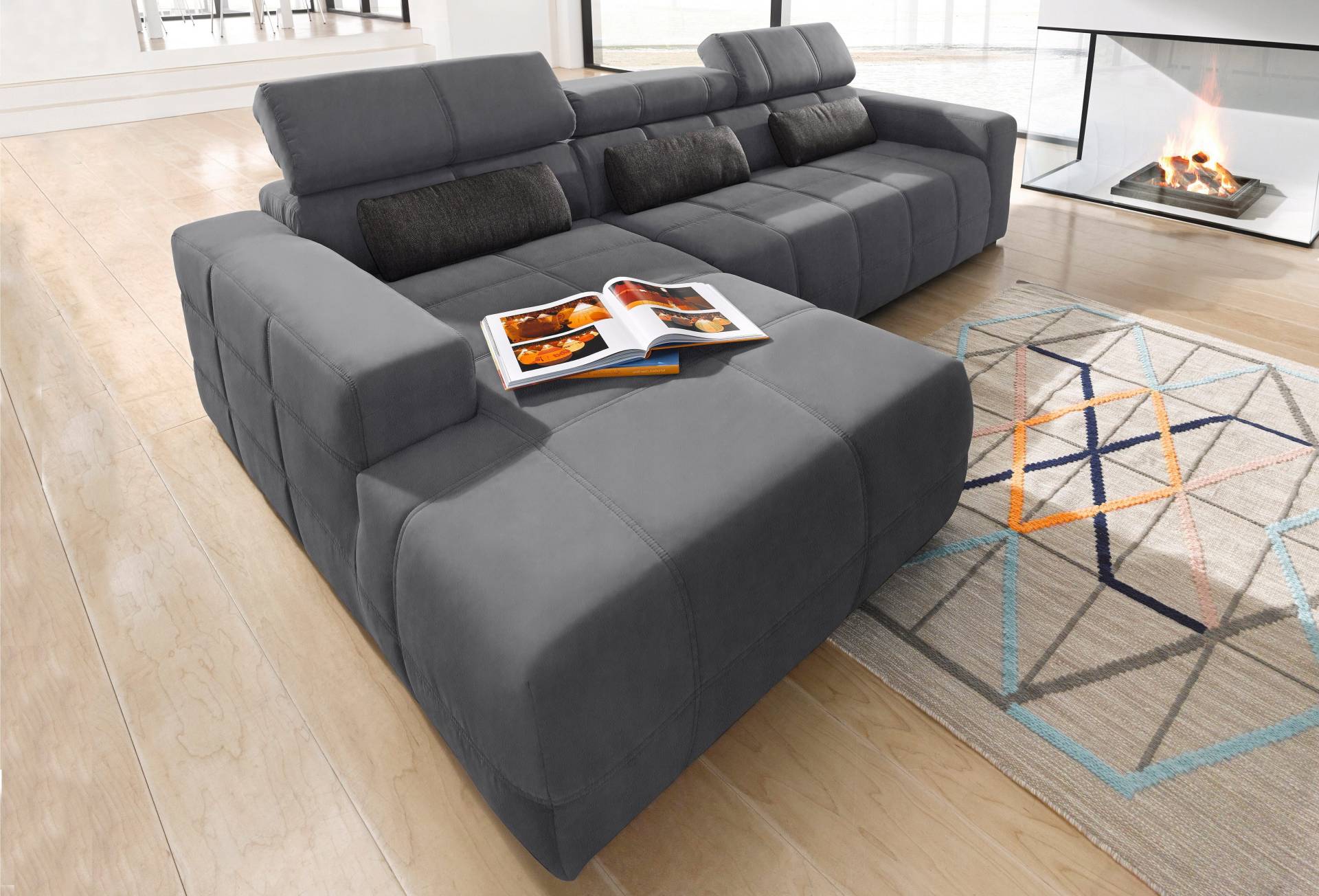 DOMO collection Ecksofa »Brandon grosse Ausführung B/T/H: 289/177/80 cm, auch in Leder und Cord«, mit Kopfteilverstellung, wahlweise Sitztiefenverstellung, L-Form von DOMO collection