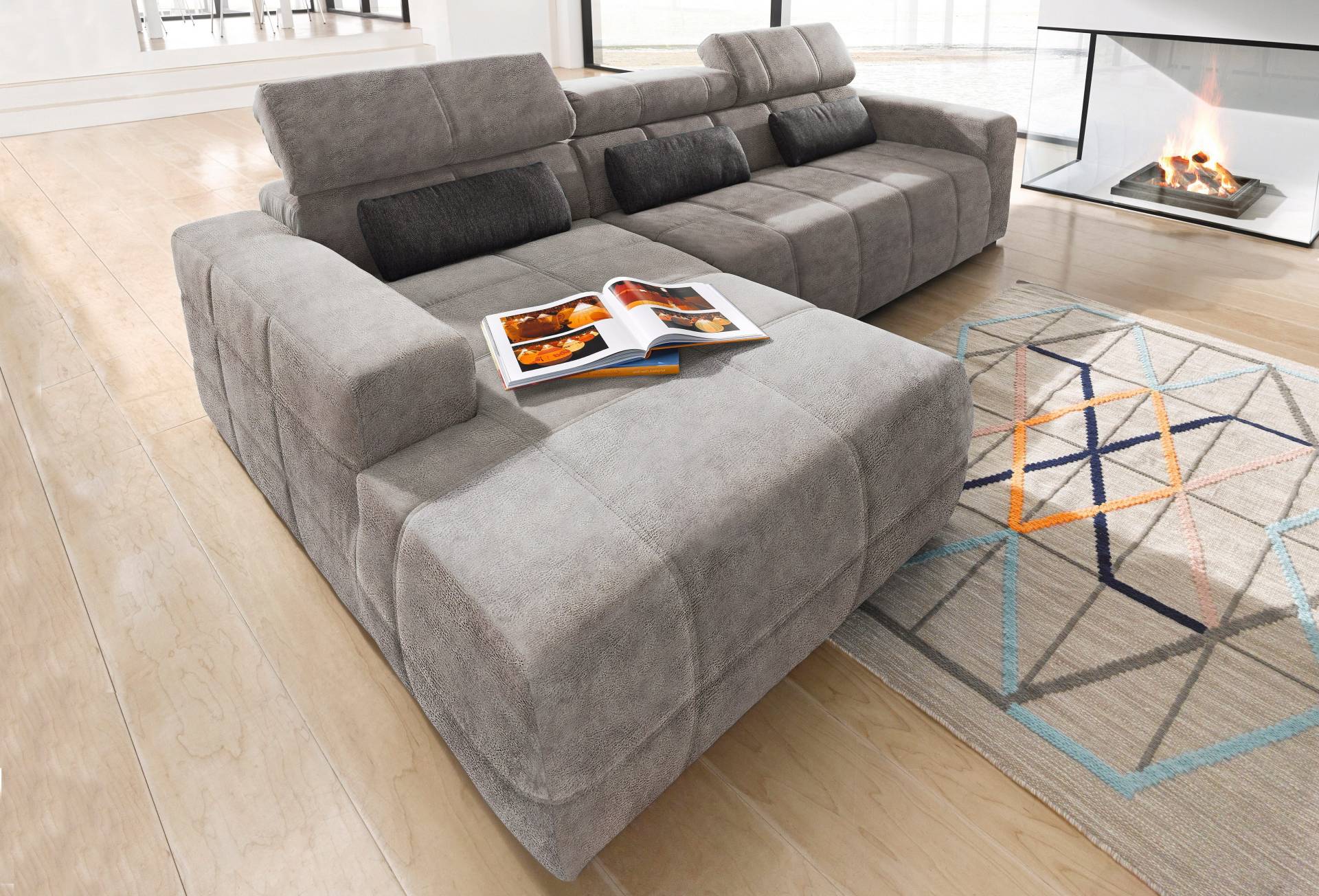 DOMO collection Ecksofa »Brandon grosse Ausführung B/T/H: 289/177/80 cm, auch in Leder und Cord«, mit Kopfteilverstellung, wahlweise Sitztiefenverstellung, L-Form von DOMO collection