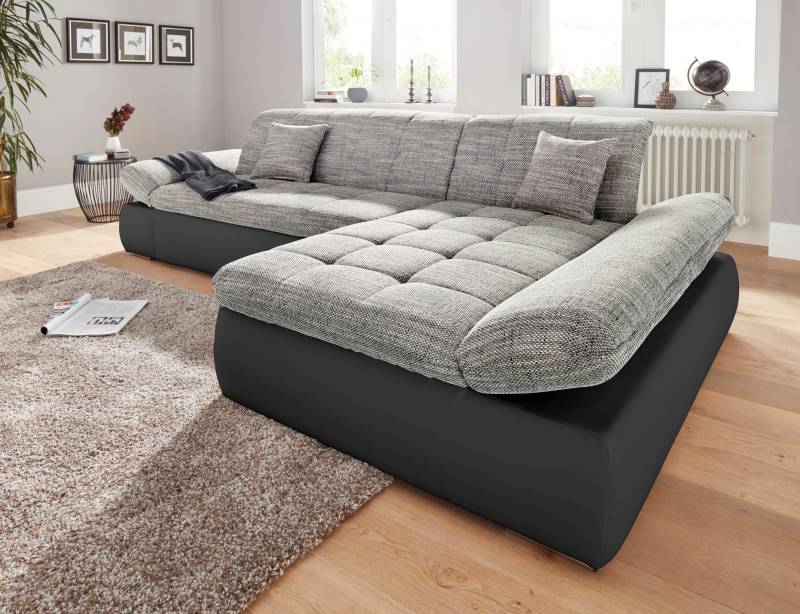 DOMO collection Ecksofa »PB Moric wahlweise mit Bettfunktion + Armteilverstellung, L-Form«, im XXL-Format, B/T/H:300/172/80 cm, feine Steppung von DOMO collection