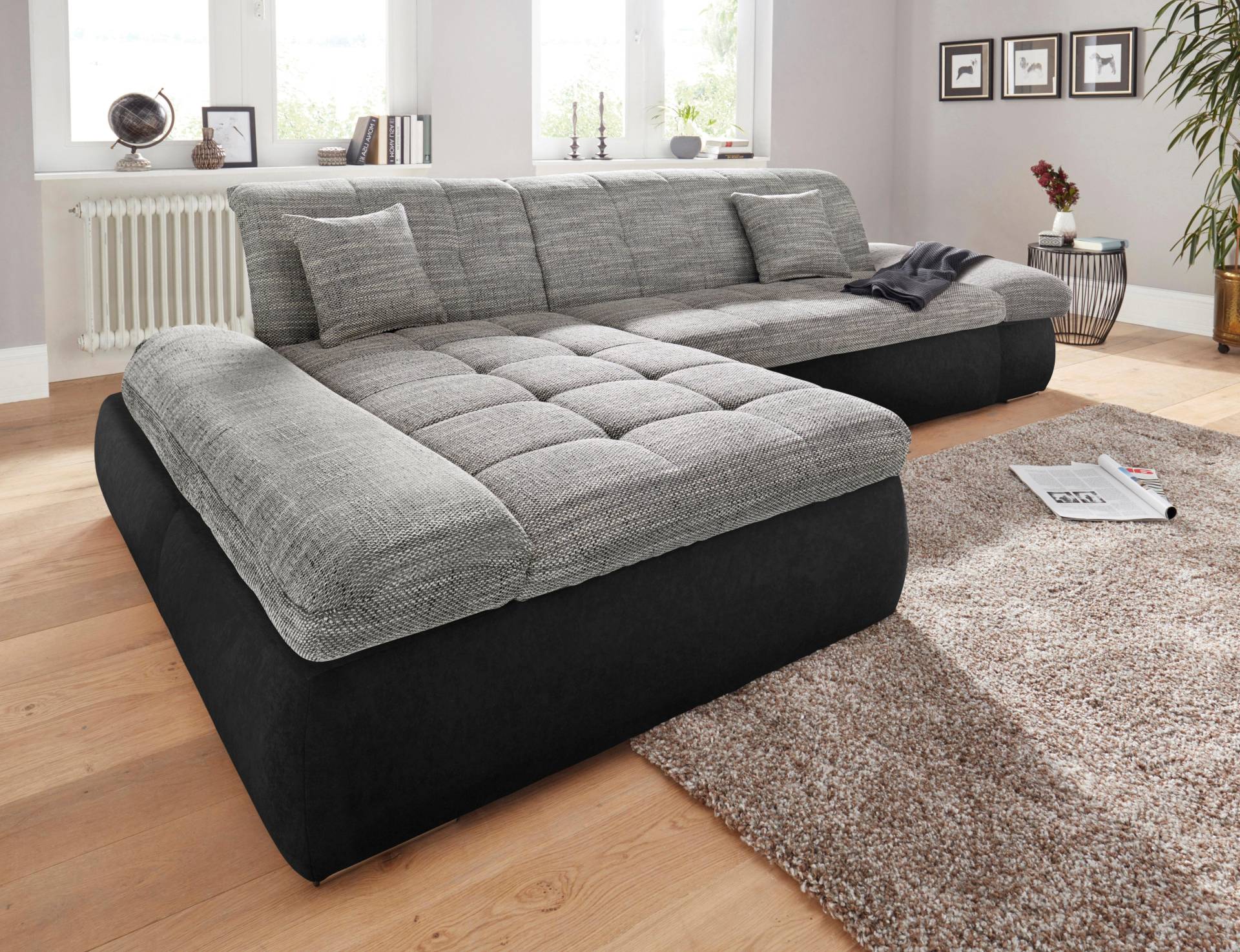 DOMO collection Ecksofa »PB Moric wahlweise mit Bettfunktion + Armteilverstellung, L-Form«, im XXL-Format, B/T/H:300/172/80 cm, feine Steppung von DOMO collection