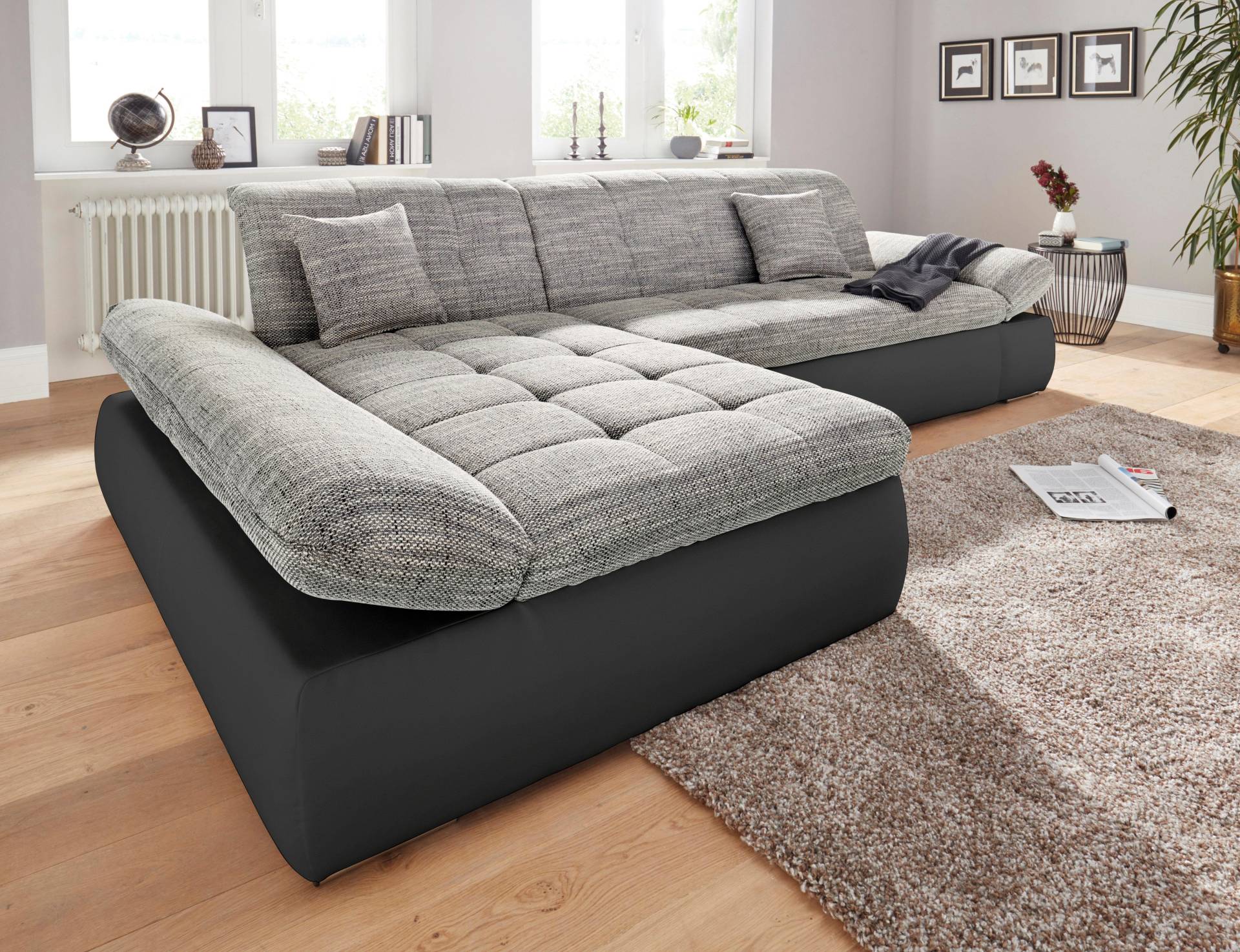 DOMO collection Ecksofa »PB Moric wahlweise mit Bettfunktion + Armteilverstellung, L-Form«, im XXL-Format, B/T/H:300/172/80 cm, feine Steppung von DOMO collection