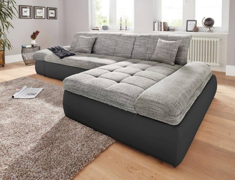 DOMO collection Ecksofa »PB Moric wahlweise mit Bettfunktion + Armteilverstellung, L-Form«, im XXL-Format, B/T/H:300/172/80 cm, feine Steppung von DOMO collection