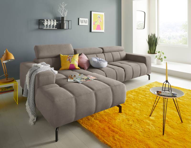 DOMO collection Ecksofa »Cunelli L-Form«, wahlweise inklusive 6-fach verstellbarer Kopfteilverstellung von DOMO collection