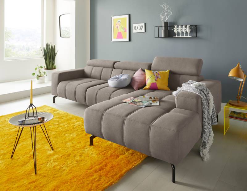 DOMO collection Ecksofa »Cunelli L-Form«, wahlweise inklusive 6-fach verstellbarer Kopfteilverstellung von DOMO collection