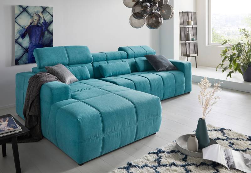 DOMO collection Ecksofa »Brandon grosse Ausführung B/T/H: 289/177/80 cm, auch in Leder und Cord«, mit Kopfteilverstellung, wahlweise Sitztiefenverstellung, L-Form von DOMO collection