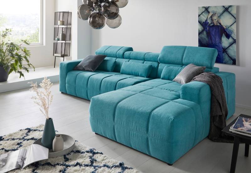 DOMO collection Ecksofa »Brandon grosse Ausführung B/T/H: 289/177/80 cm, auch in Leder und Cord«, mit Kopfteilverstellung, wahlweise Sitztiefenverstellung, L-Form von DOMO collection