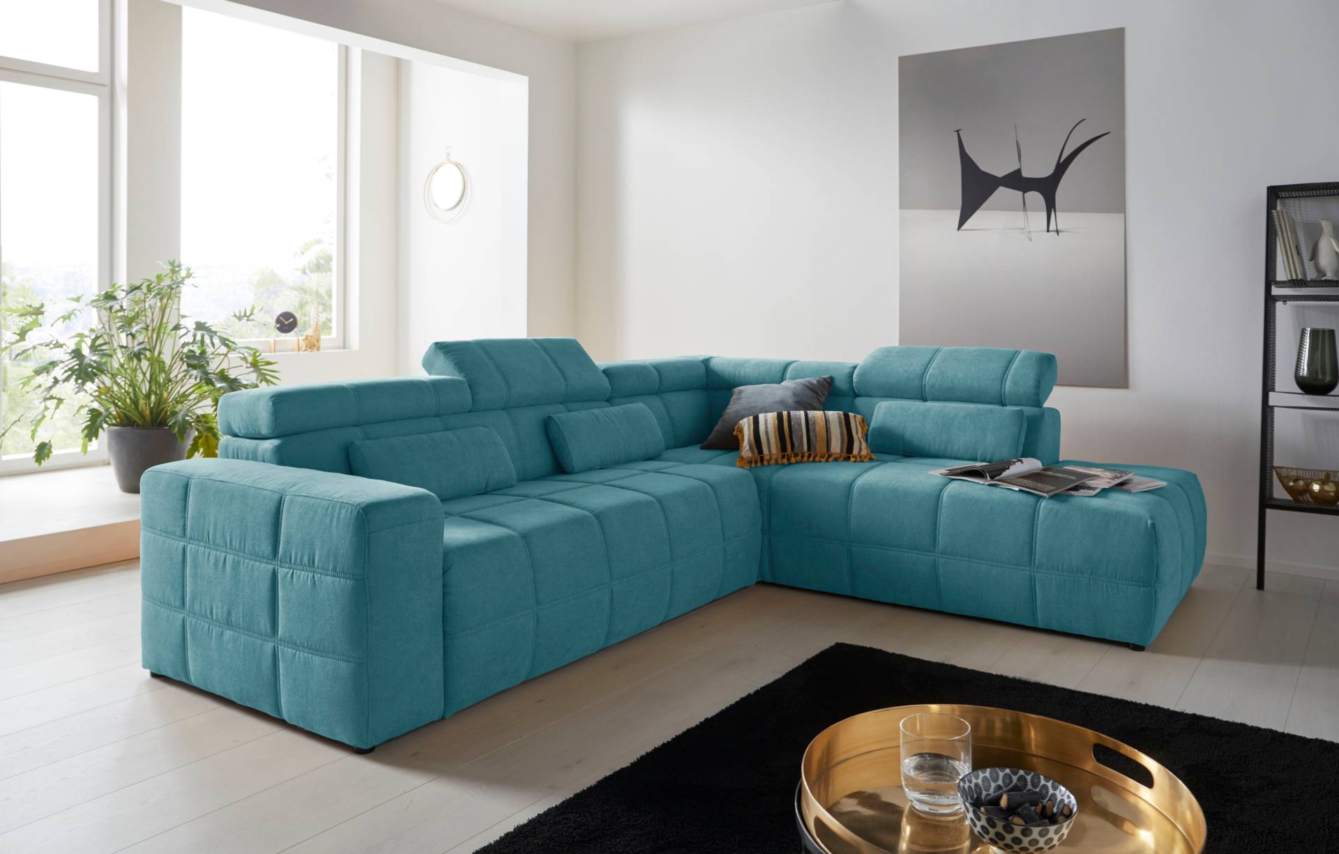 DOMO collection Ecksofa »Brandon L-Form, auch in Leder«, inklusive Kopfteilverstellung, wahlweise mit Sitztiefenverstellung von DOMO collection