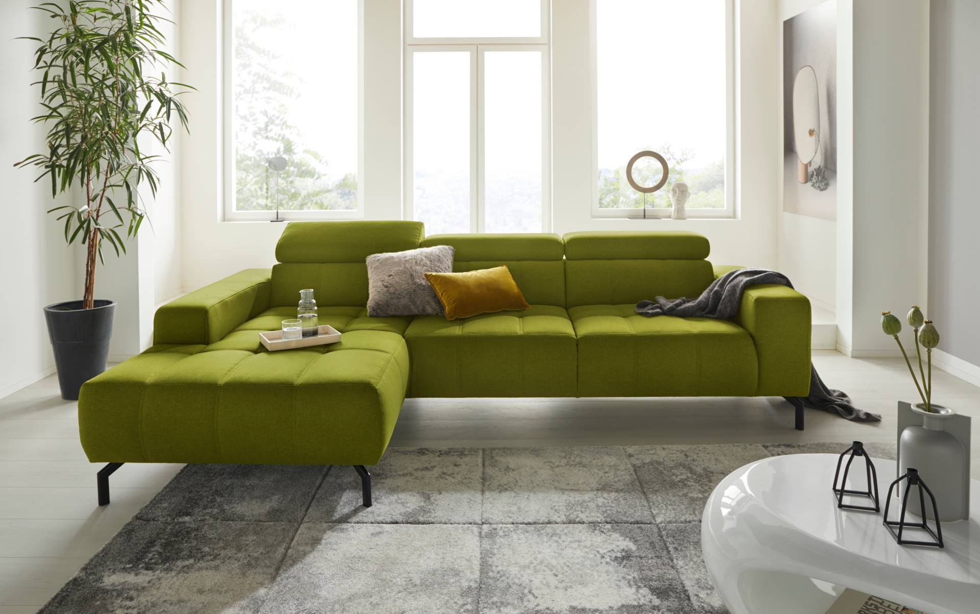 DOMO collection Ecksofa »Cunelli L-Form«, wahlweise inklusive 6-fach verstellbarer Kopfteilverstellung von DOMO collection