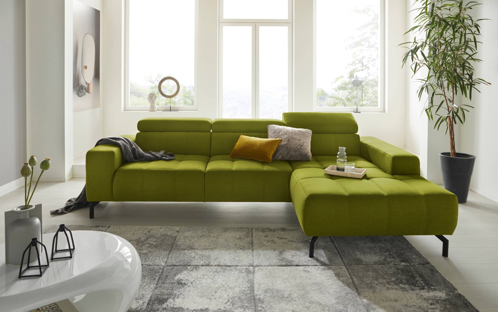 DOMO collection Ecksofa »Cunelli L-Form«, wahlweise inklusive 6-fach verstellbarer Kopfteilverstellung von DOMO collection