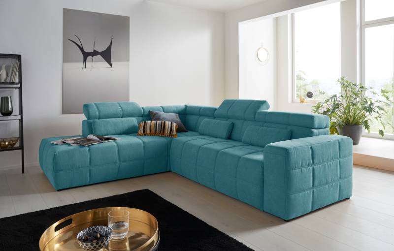 DOMO collection Ecksofa »Brandon L-Form, auch in Leder«, inklusive Kopfteilverstellung, wahlweise mit Sitztiefenverstellung von DOMO collection