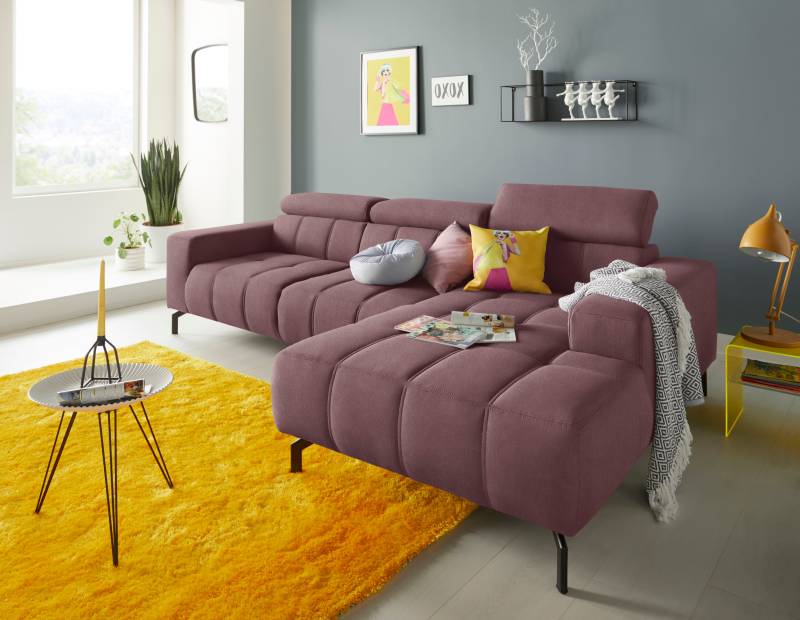 DOMO collection Ecksofa »Cunelli L-Form«, wahlweise inklusive 6-fach verstellbarer Kopfteilverstellung von DOMO collection