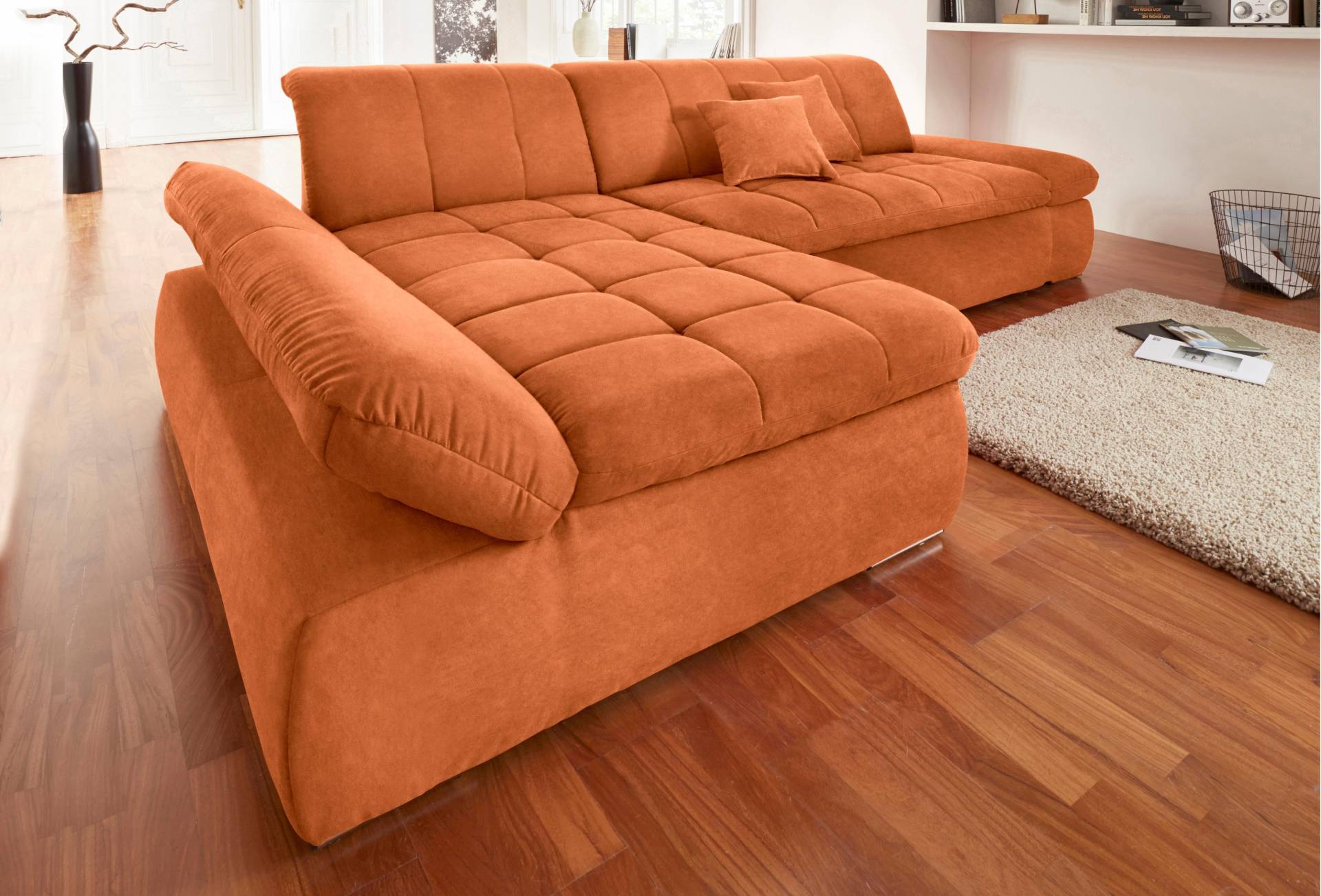 DOMO collection Ecksofa »NMoric XXL, B/T/H: 300/172/80cm, Revamierenabschluss L-Form«, wahlweise mit Bettfunktion und Armlehnverstel,lung von DOMO collection