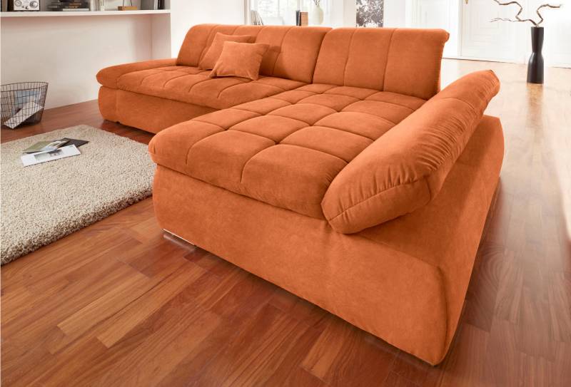 DOMO collection Ecksofa »NMoric XXL, B/T/H: 300/172/80cm, Revamierenabschluss L-Form«, wahlweise mit Bettfunktion und Armlehnverstel,lung von DOMO collection