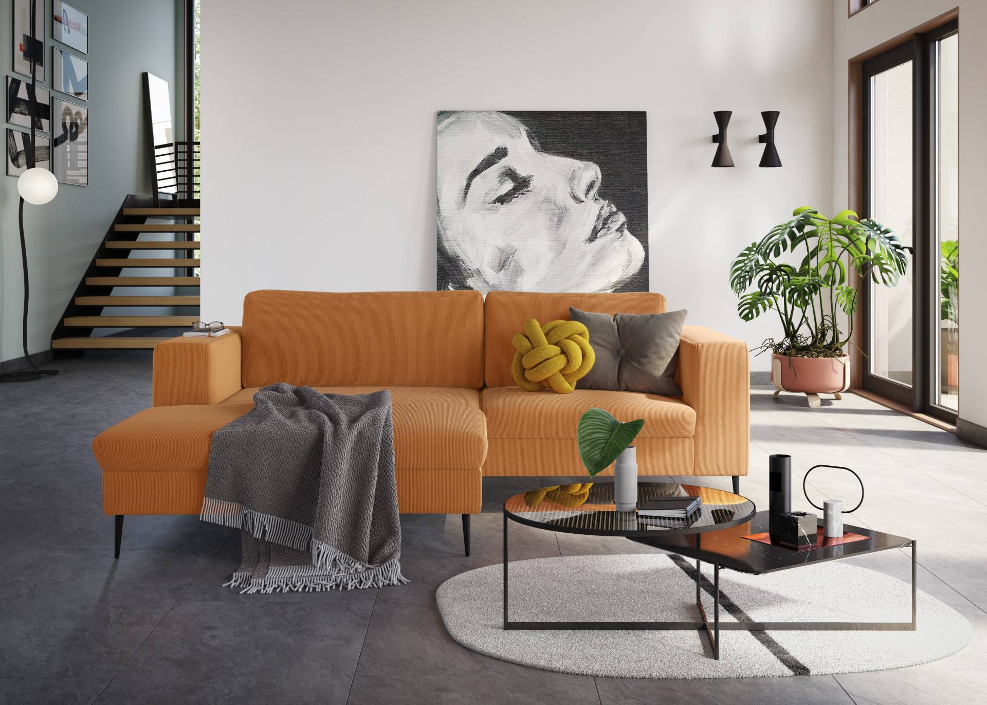 DOMO collection Ecksofa »Modica L-Form«, moderne Optik mit grosszügiger RecamiÃ¨re, auch in Cord von DOMO collection