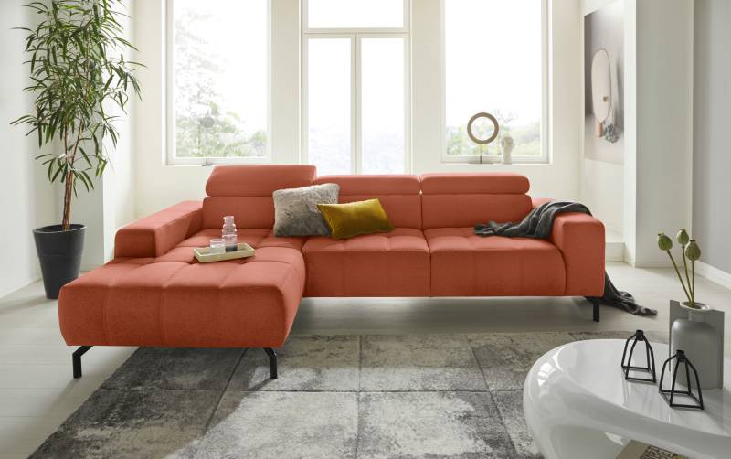 DOMO collection Ecksofa »Cunelli L-Form«, wahlweise inklusive 6-fach verstellbarer Kopfteilverstellung von DOMO collection