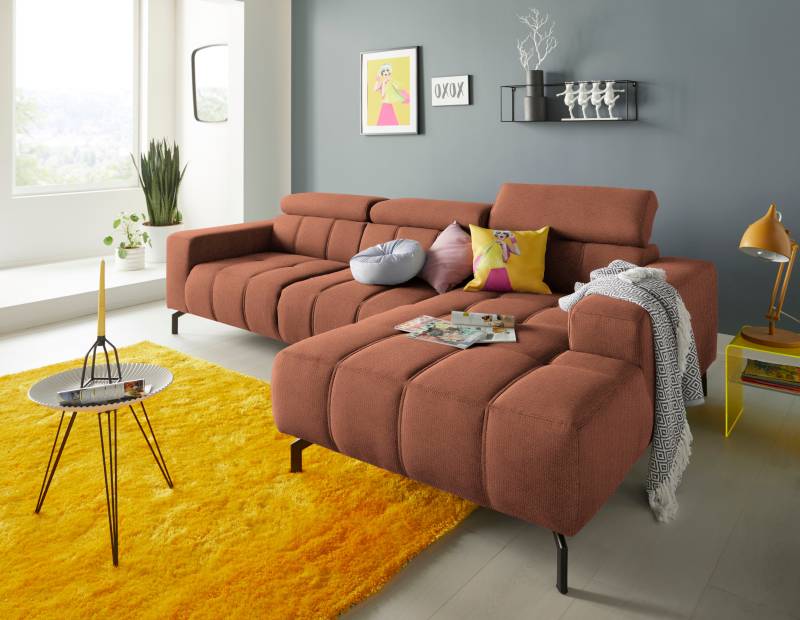 DOMO collection Ecksofa »Cunelli L-Form«, wahlweise inklusive 6-fach verstellbarer Kopfteilverstellung von DOMO collection