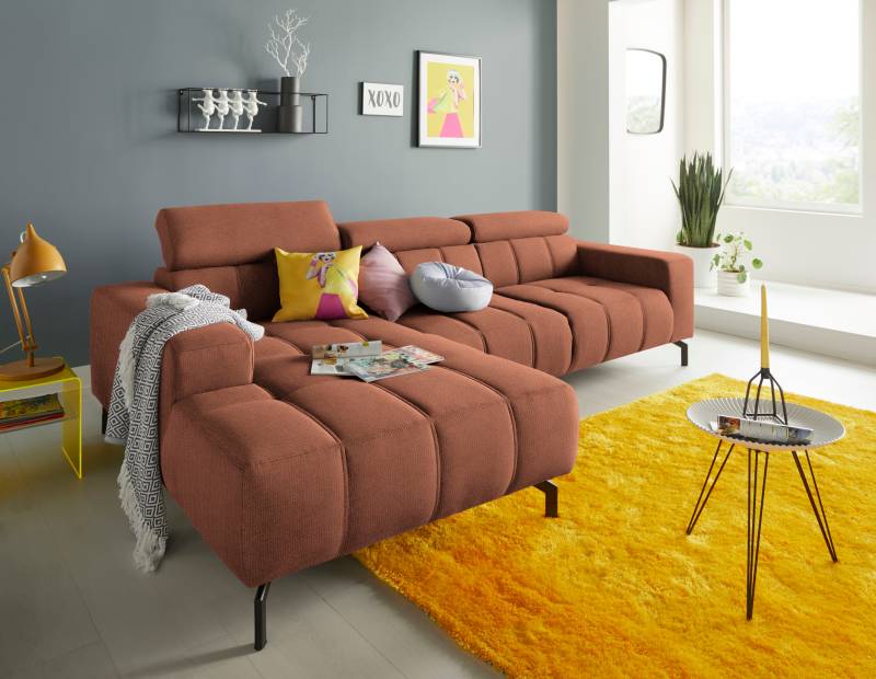 DOMO collection Ecksofa »Cunelli L-Form«, wahlweise inklusive 6-fach verstellbarer Kopfteilverstellung von DOMO collection