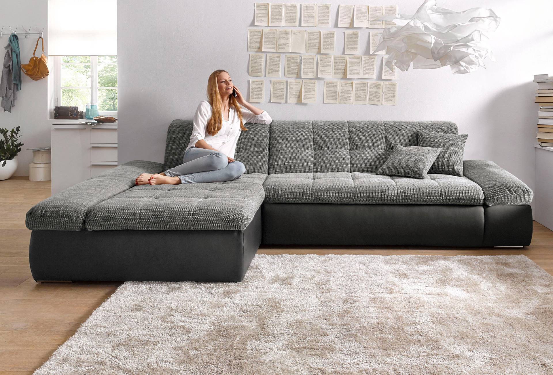 DOMO collection Ecksofa »Moric B/T/H 300/172/80 cm, auch in Cord, L-Form«, XXL-Format, wahlweise auch mit Bettfunktion und Armverstellung von DOMO collection