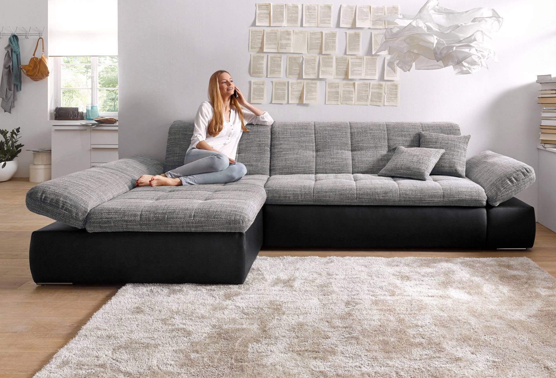 DOMO collection Ecksofa »Moric B/T/H 300/172/80 cm, auch in Cord, L-Form«, XXL-Format, wahlweise auch mit Bettfunktion und Armverstellung von DOMO collection