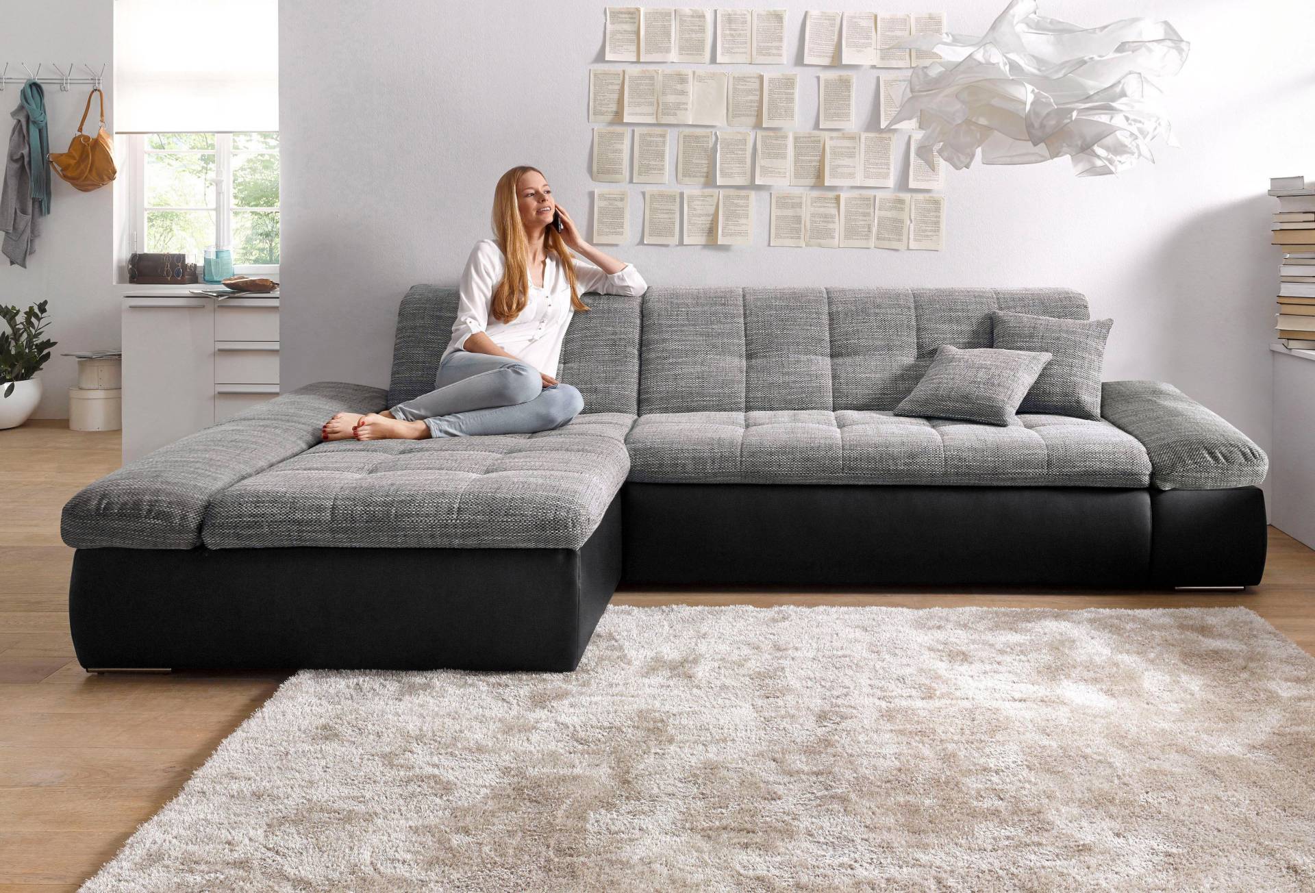 DOMO collection Ecksofa »Moric B/T/H 300/172/80 cm, auch in Cord, L-Form«, XXL-Format, wahlweise auch mit Bettfunktion und Armverstellung von DOMO collection