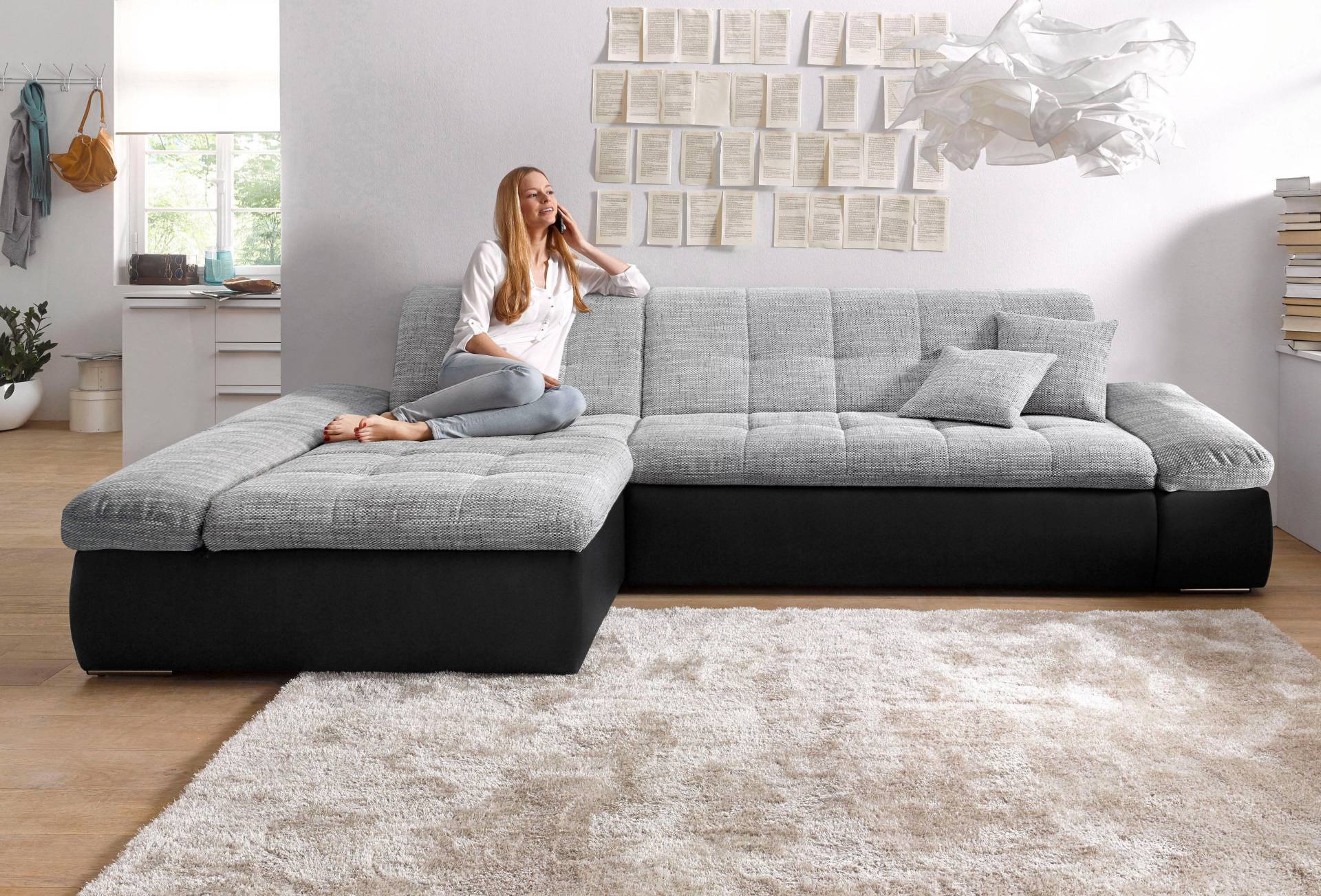 DOMO collection Ecksofa »Moric B/T/H 300/172/80 cm, auch in Cord, L-Form«, XXL-Format, wahlweise auch mit Bettfunktion und Armverstellung von DOMO collection