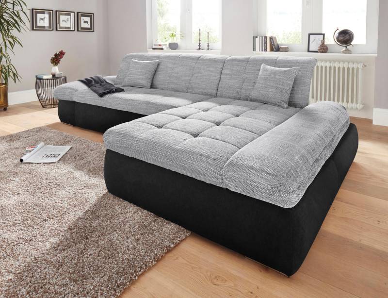 DOMO collection Ecksofa »PB Moric wahlweise mit Bettfunktion + Armteilverstellung, L-Form«, im XXL-Format, B/T/H:300/172/80 cm, feine Steppung von DOMO collection