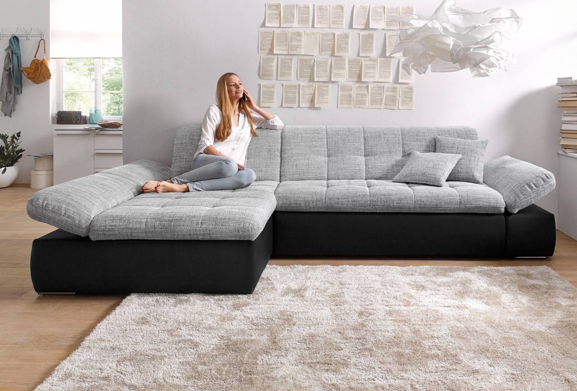 DOMO collection Ecksofa »Moric B/T/H 300/172/80 cm, auch in Cord, L-Form«, XXL-Format, wahlweise auch mit Bettfunktion und Armverstellung von DOMO collection