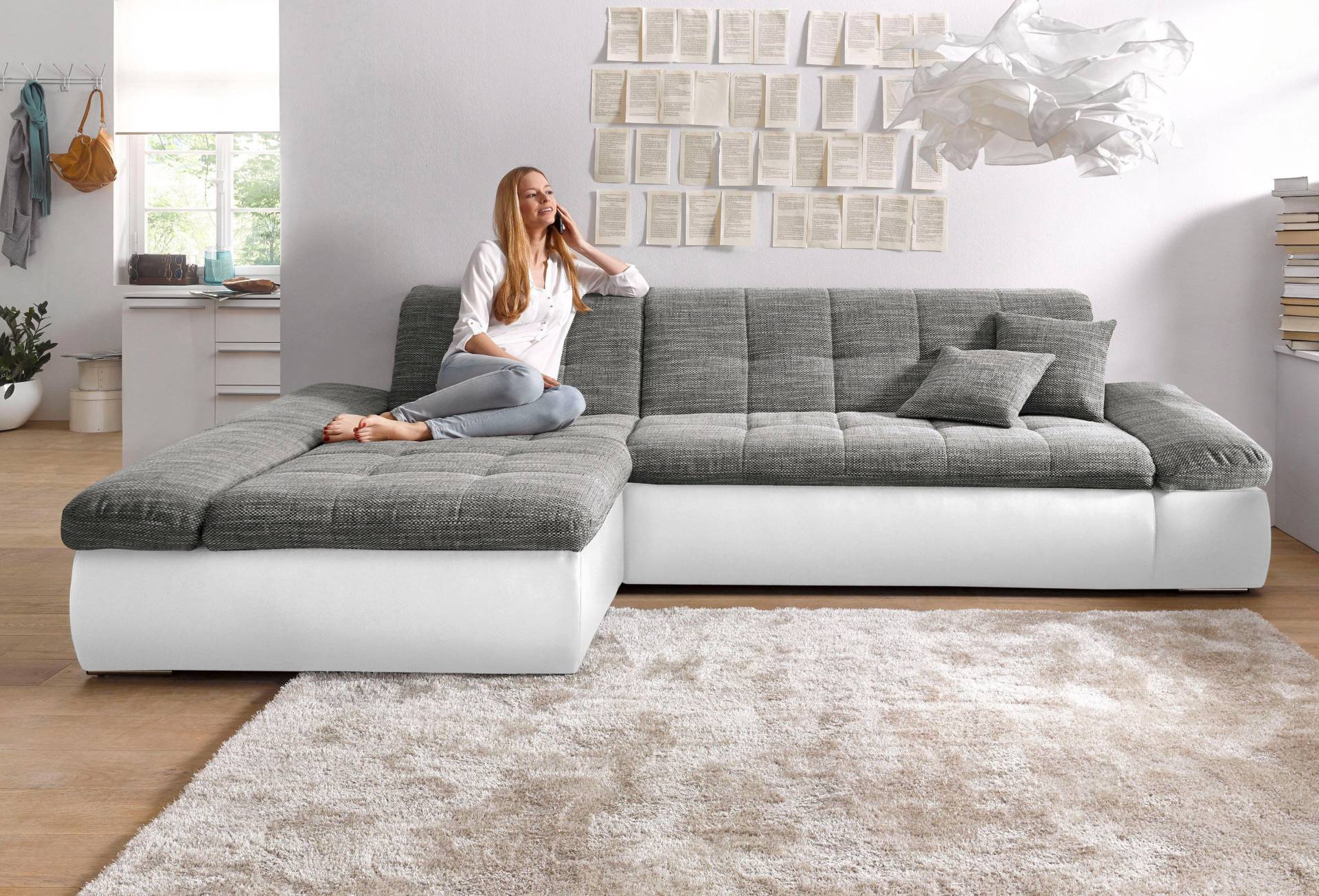 DOMO collection Ecksofa »Moric B/T/H 300/172/80 cm, auch in Cord, L-Form«, XXL-Format, wahlweise auch mit Bettfunktion und Armverstellung von DOMO collection