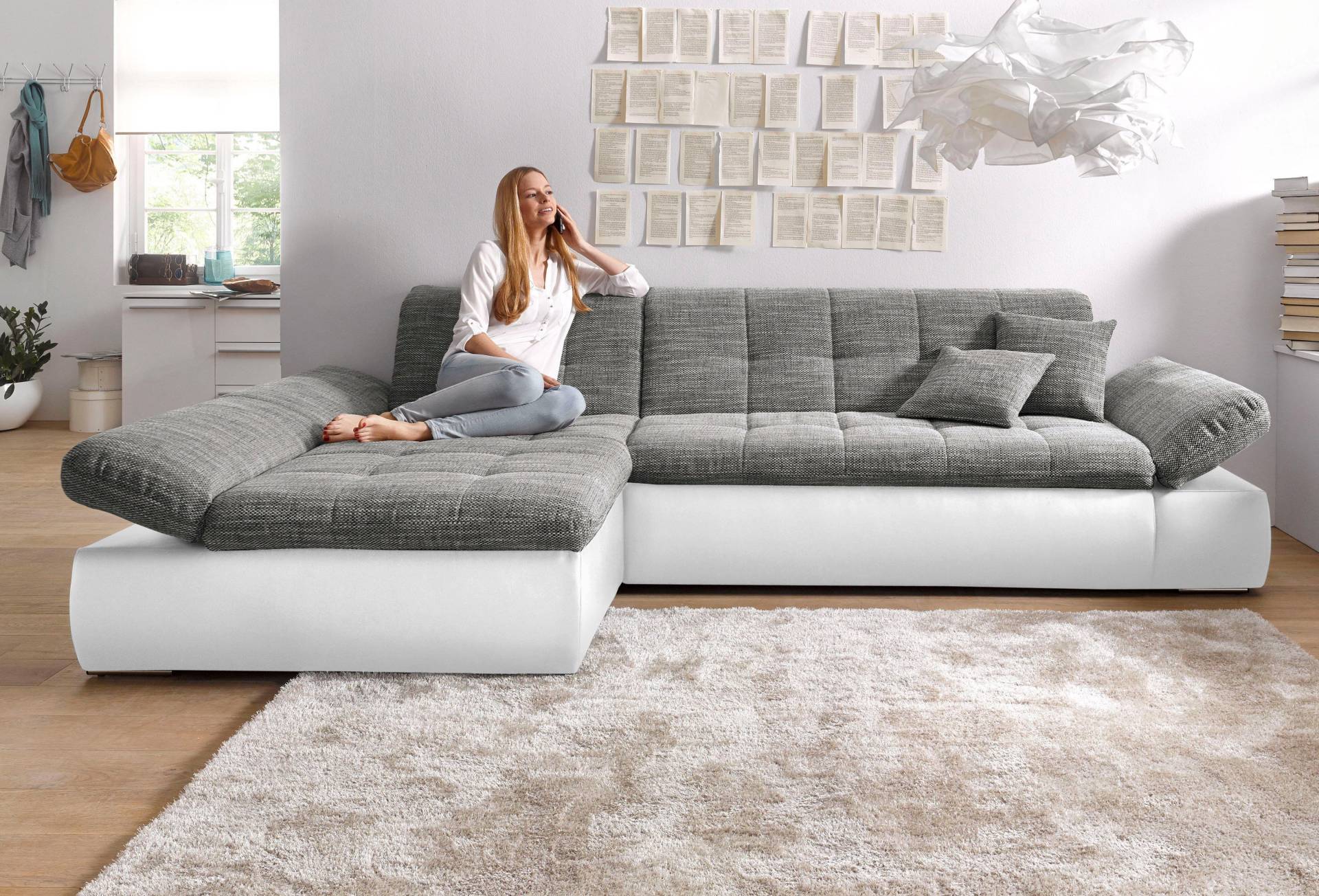 DOMO collection Ecksofa »Moric B/T/H 300/172/80 cm, auch in Cord, L-Form«, XXL-Format, wahlweise auch mit Bettfunktion und Armverstellung von DOMO collection