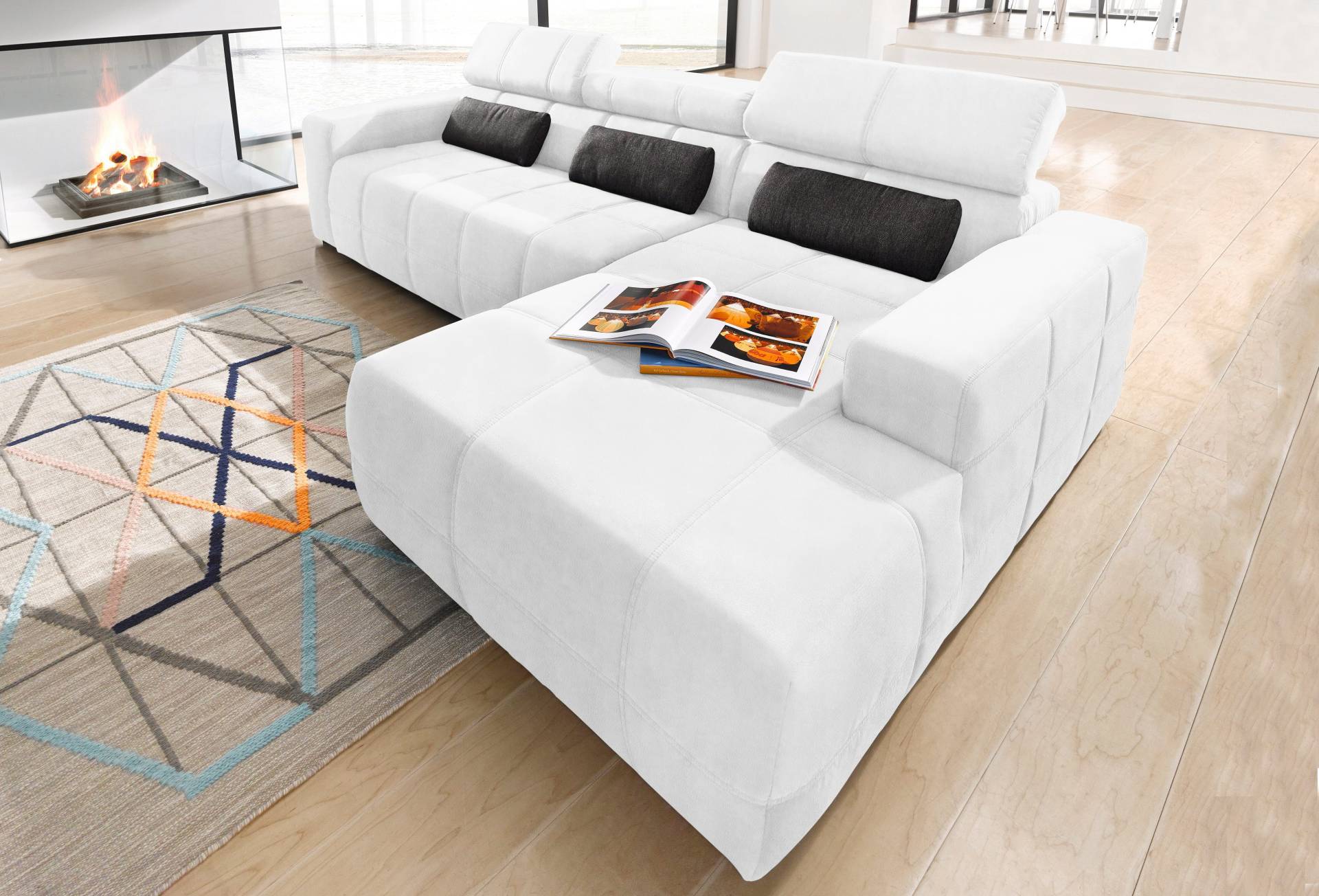 DOMO collection Ecksofa »Brandon grosse Ausführung B/T/H: 289/177/80 cm, auch in Leder und Cord«, mit Kopfteilverstellung, wahlweise Sitztiefenverstellung, L-Form von DOMO collection