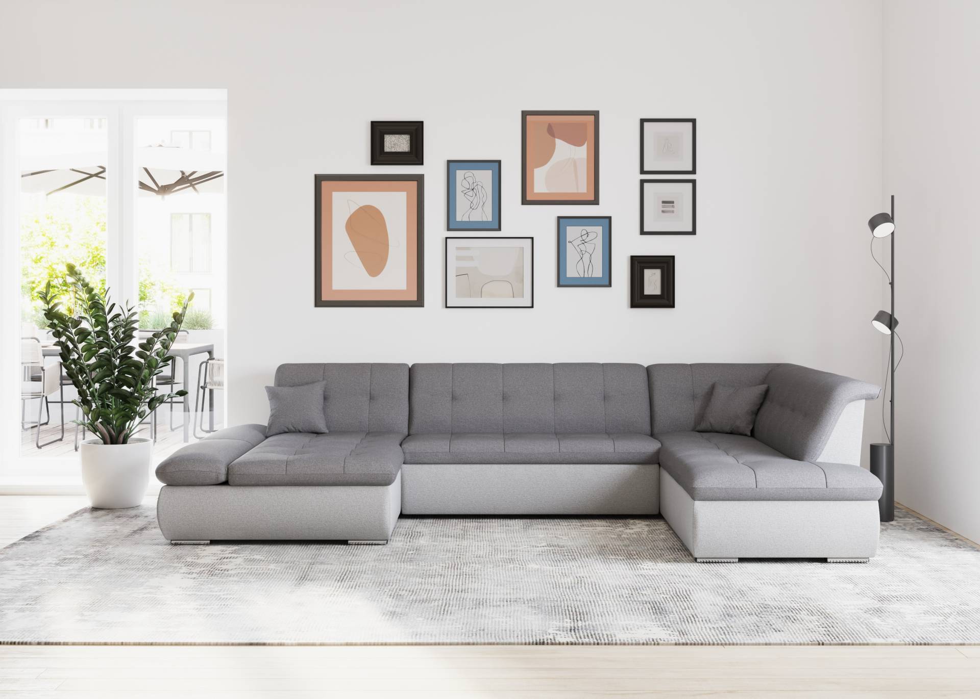 DOMO collection Wohnlandschaft »Moric U-Form auch in Cord«, im XXL-Format, wahlweise mit Bettfunktion und Armlehnenverstellung von DOMO collection