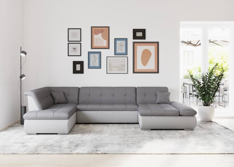 DOMO collection Wohnlandschaft »Moric U-Form auch in Cord«, im XXL-Format, wahlweise mit Bettfunktion und Armlehnenverstellung von DOMO collection