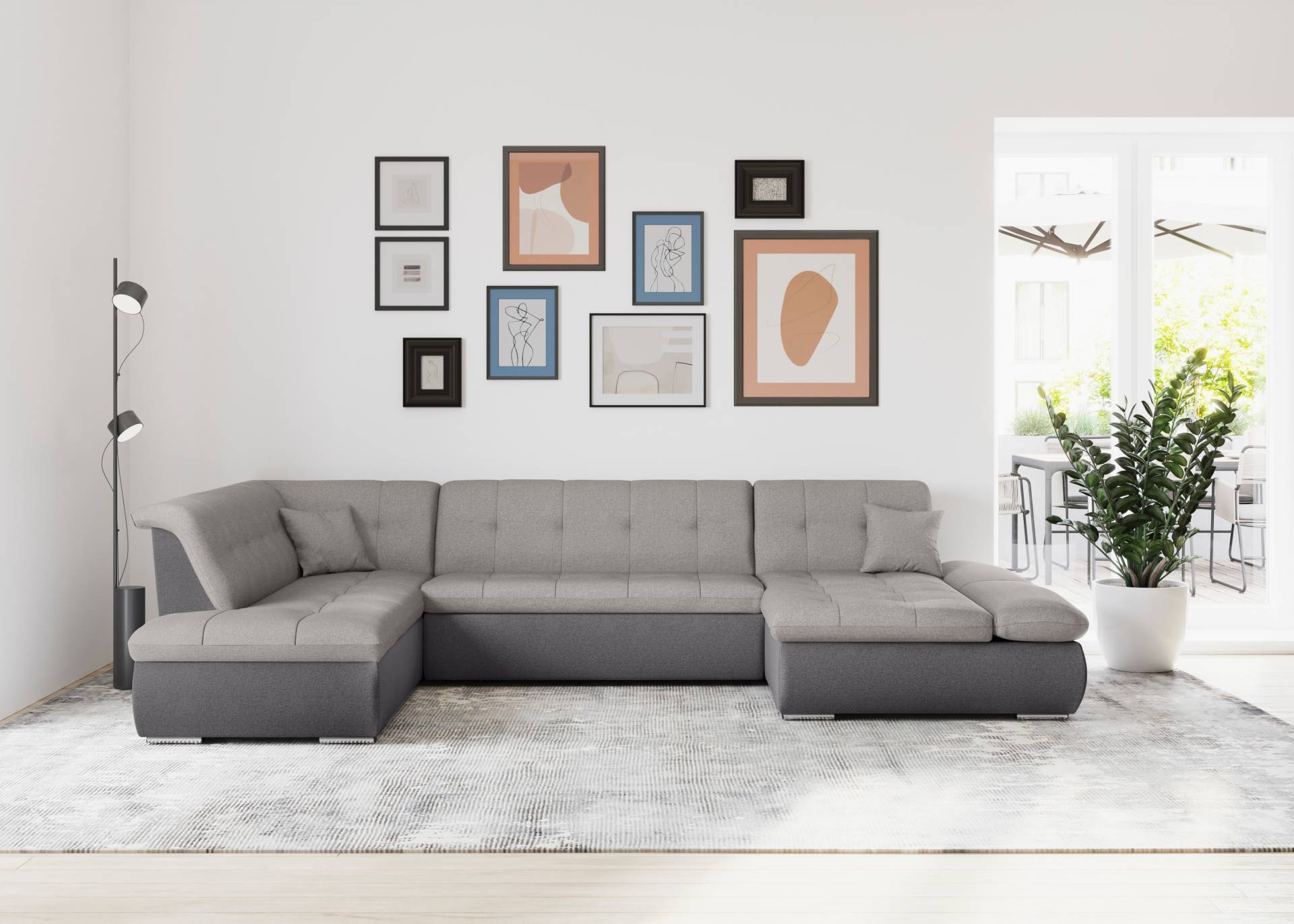 DOMO collection Wohnlandschaft »Moric U-Form auch in Cord«, im XXL-Format, wahlweise mit Bettfunktion und Armlehnenverstellung von DOMO collection