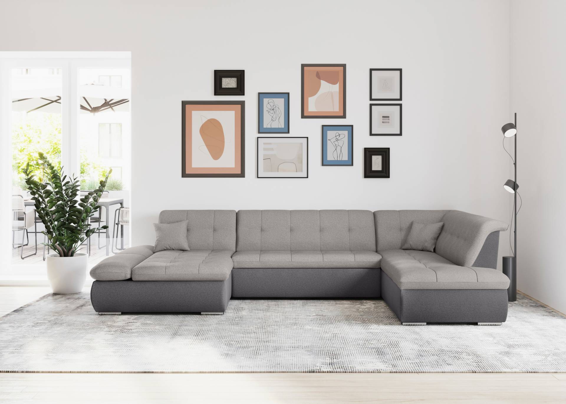 DOMO collection Wohnlandschaft »Moric U-Form auch in Cord«, im XXL-Format, wahlweise mit Bettfunktion und Armlehnenverstellung von DOMO collection