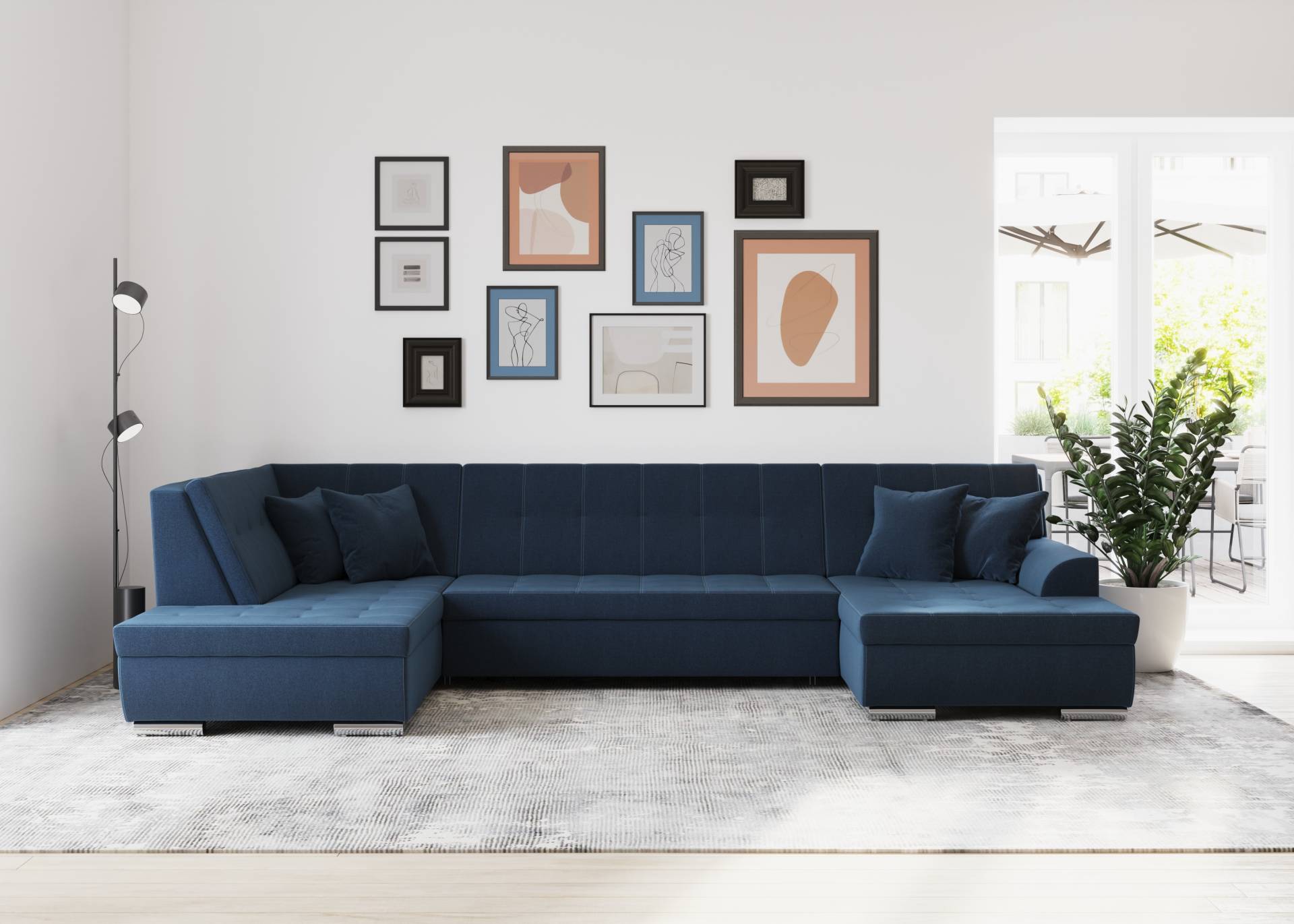 DOMO collection Wohnlandschaft »Treviso incl. Zierkissen, moderne Steppung, XXL: B/T/H: 364/201/83 cm«, wahlweise mit Bettfunktion, in vielen Bezugsarten auch in Cord U-Form DOMO collection Wohnlandschaft »Treviso incl. Zierkissen, moderne Steppung, XXL: B/T/H: 364/201/83 cm«, wahlweise mit Bettfunktion, in vielen Bezugsarten auch in Cord U-Form von DOMO collection