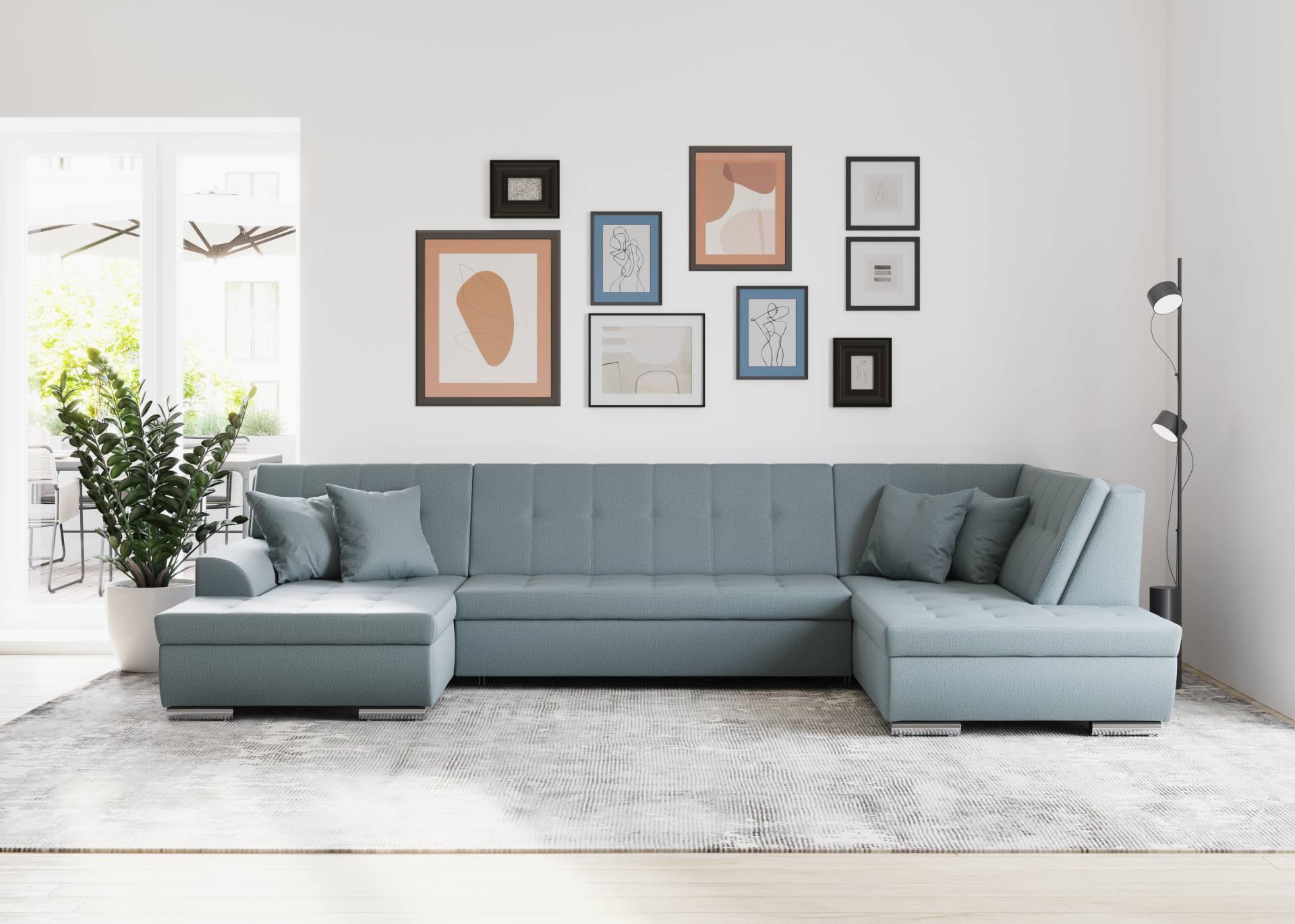 DOMO collection Wohnlandschaft »Treviso incl. Zierkissen, moderne Steppung, XXL: B/T/H: 364/201/83 cm«, wahlweise mit Bettfunktion, in vielen Bezugsarten auch in Cord U-Form DOMO collection Wohnlandschaft »Treviso incl. Zierkissen, moderne Steppung, XXL: B/T/H: 364/201/83 cm«, wahlweise mit Bettfunktion, in vielen Bezugsarten auch in Cord U-Form von DOMO collection