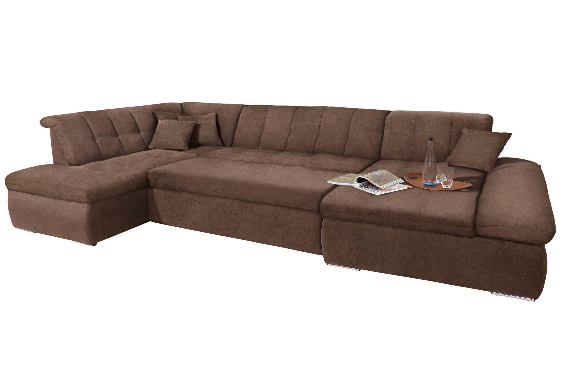 DOMO collection Wohnlandschaft »NMoric im XXL-Format, B/T/H: 353/216/80 cm, incl. Zierkissen U-Form«, wahlweise mit Bettfunktion und Armlehnenverstellung DOMO collection Wohnlandschaft »NMoric im XXL-Format, B/T/H: 353/216/80 cm, incl. Zierkissen U-Form«, wahlweise mit Bettfunktion und Armlehnenverstellung von DOMO collection