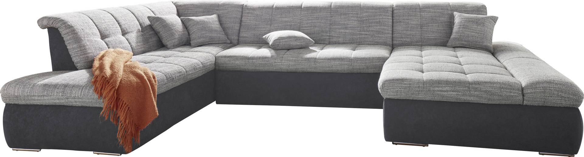 DOMO collection Wohnlandschaft »PB Moric wahlweise mit Bettfunktion und Armteilverstellung U-Form«, XXL-Format B/T/H: 353/216/80 cm, feine Steppung, incl. Zierkissen von DOMO collection