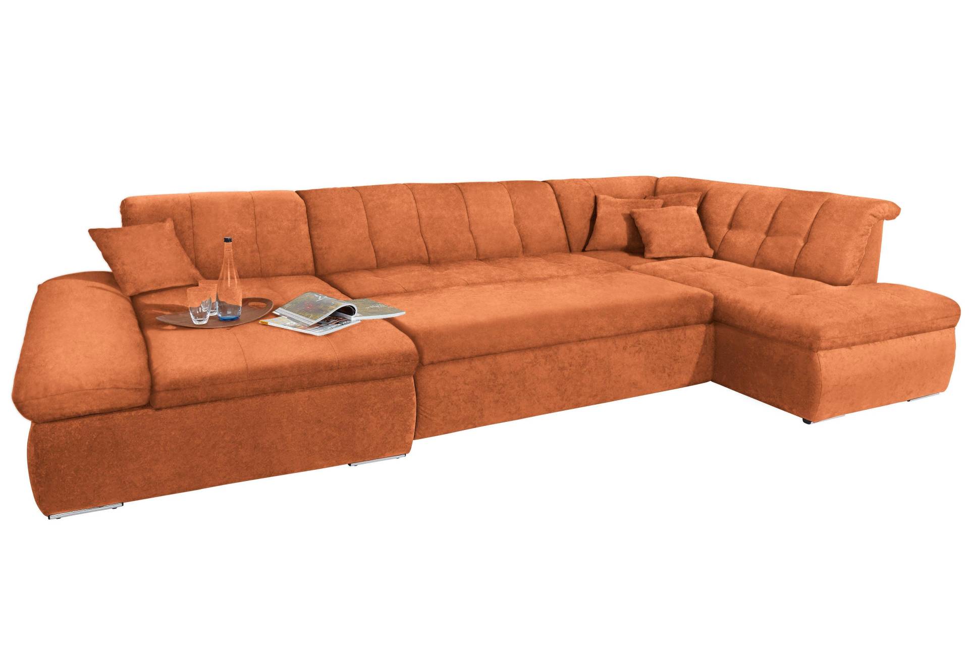 DOMO collection Wohnlandschaft »NMoric im XXL-Format, B/T/H: 353/216/80 cm, incl. Zierkissen U-Form«, wahlweise mit Bettfunktion und Armlehnenverstellung DOMO collection Wohnlandschaft »NMoric im XXL-Format, B/T/H: 353/216/80 cm, incl. Zierkissen U-Form«, wahlweise mit Bettfunktion und Armlehnenverstellung von DOMO collection