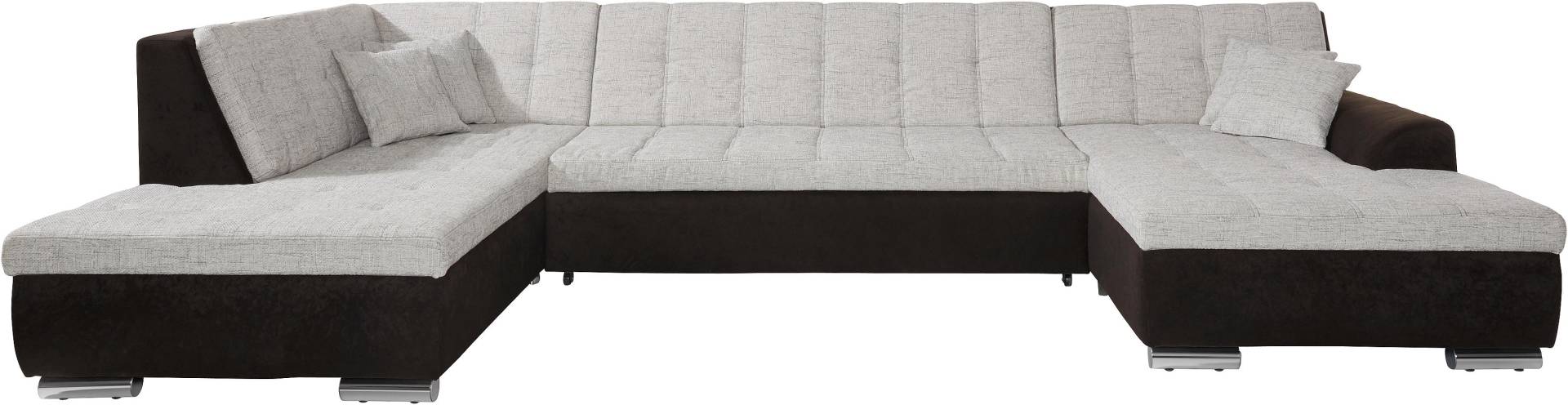 DOMO collection Wohnlandschaft »Treviso incl. Zierkissen, moderne Steppung, XXL: B/T/H: 364/201/83 cm«, wahlweise mit Bettfunktion, in vielen Bezugsarten auch in Cord U-Form von DOMO collection