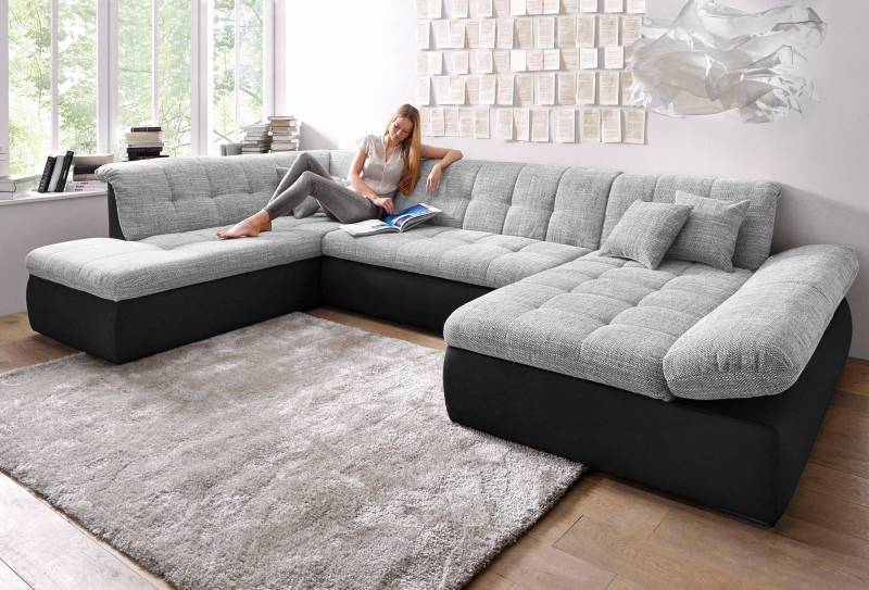 DOMO collection Wohnlandschaft »Moric U-Form auch in Cord«, im XXL-Format, wahlweise mit Bettfunktion und Armlehnenverstellung von DOMO collection