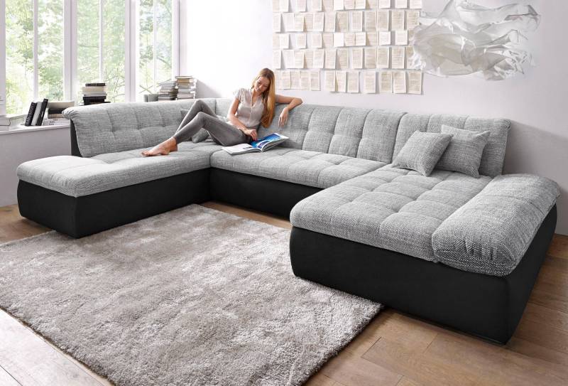 DOMO collection Wohnlandschaft »Moric U-Form auch in Cord«, im XXL-Format, wahlweise mit Bettfunktion und Armlehnenverstellung von DOMO collection