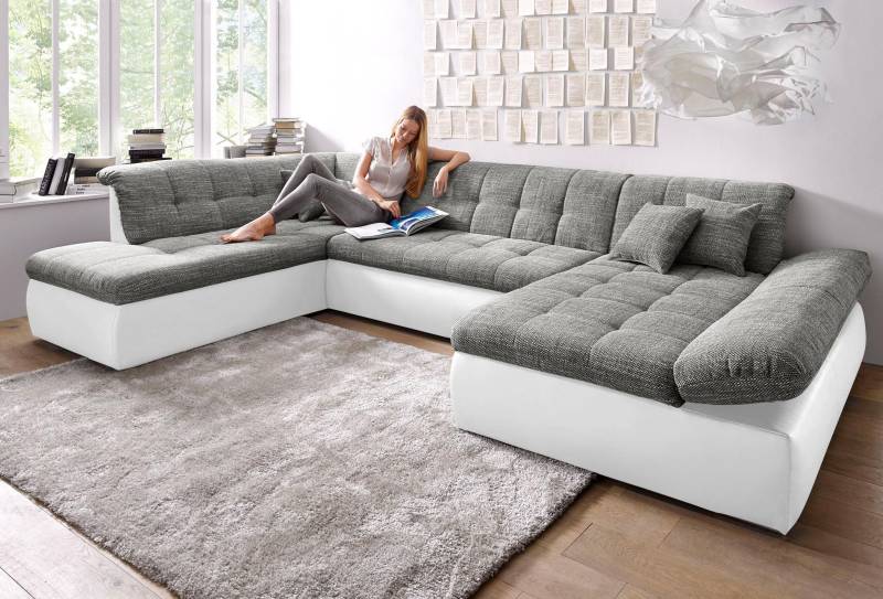 DOMO collection Wohnlandschaft »Moric U-Form auch in Cord«, im XXL-Format, wahlweise mit Bettfunktion und Armlehnenverstellung von DOMO collection