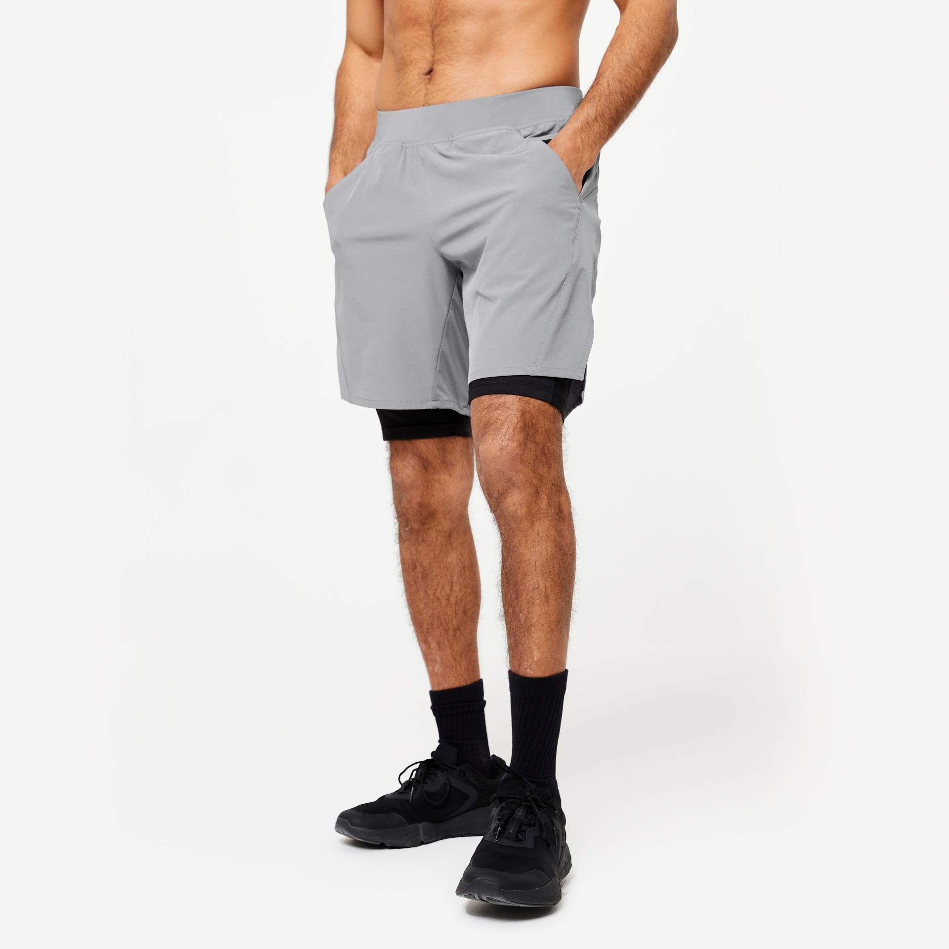 Shorts - Cardio Herren Gewittergrau L von DOMYOS