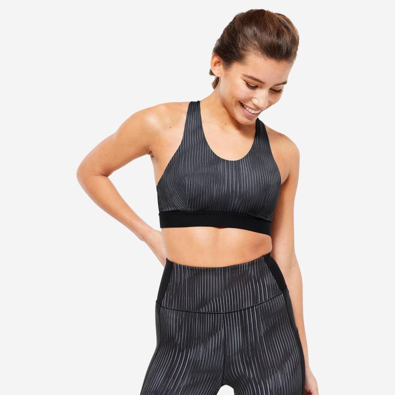 DOMYOS - Sport-BH CARDIO, für Damen, Charcoal Black, Größe M von DOMYOS